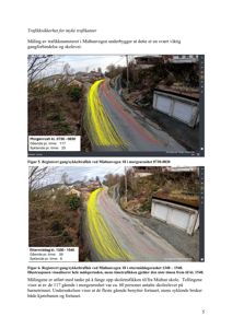 Fotografier med overlagte data som viser registrert gang- og sykkeltrafikk på Midtunveien i morgen- og ettermiddagstid.