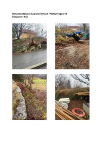 Fotografier som dokumenterer eksponert fjell ved Midtunvegen 18.