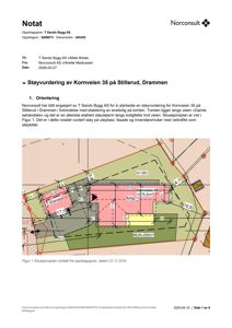 Situasjonsplan som viser tomtens form, grenser, og plassering av planlagt bolig og garasje i forhold til Kornveien 35.