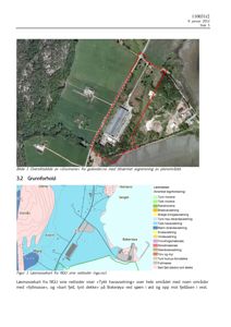 Bildet viser en oversiktskart (flyfoto) over et planområde med tilgrensende terreng, samt en geomorfologisk karttegning som viser løsmassefordeling. Begge deler er geografiske representasjoner.