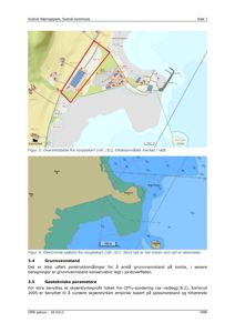 Bildet viser to kart fra Norgeskart som illustrerer et tiltaksområde (Figur 3) og en sjøkartprofil for grunnvannsberegning (Figur 4).