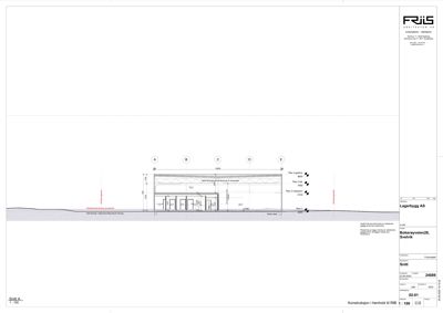 Snittegning (Snitt A) som viser bygningens tverrsnitt, grunnmur og fundament.