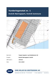 Et dokument (vurderingsnotat) som inneholder et kart over en tomt med bygningsplassering markert.