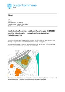 Situasjonsplan som viser tomt, bygninger og regulert bygningsgrense.