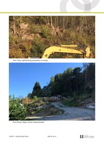 To fotografier som viser terrengforhold og berg i et byggeområde.