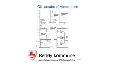 Etasjeplan som viser romfordeling i en venteson og legekontor, inkludert møblering og funksjonsområder.