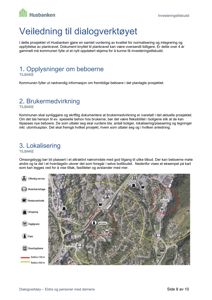 Et kart som viser et eksempel på lokalisering av omsorgsbygg, med angitte avstander til fasiliteter.
