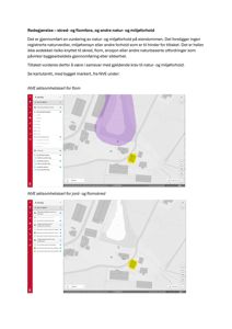 Bildet viser to kartutsnitt (fra NVE) som illustrerer aktsomhetskart for flom og jord-/flomskred i forhold til eiendommen.