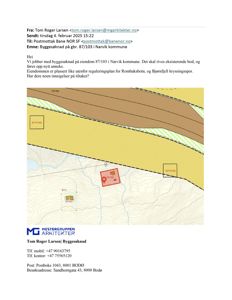 Situasjonsplan som viser eiendomsnummer 87/103 i forhold til reguleringsplan og naboeiendommer.