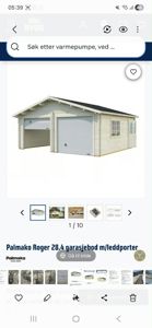 Fotografi av en ferdig bygget garasje (Palmako Roger 28.4) sett fra front.