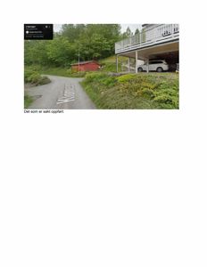 Fotografi av en eksisterende bygning (garasje med bil) og omgivelser, sannsynligvis fra Google Street View.