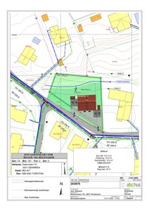 Situasjonsplan som viser tomtens plassering i forhold til nabolag, vegnett og eksisterende bygg.
