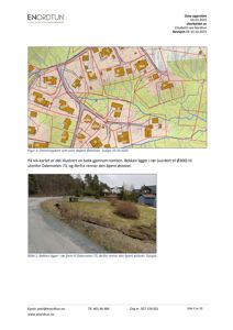 Dreneringskart som viser dagens flomveier og bekkeløp i forhold til tomt og vei.