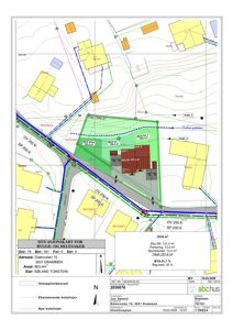 Situasjonskart som viser tomtens beliggenhet, naboeiendommer, vegnett og bygningers plassering.
