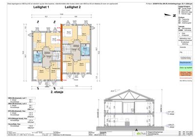 Etasjeplan for 2. etasje av en bolig med romfordeling og mål.