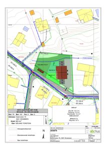 Situasjonskart som viser tomtens plassering i forhold til nabolaget, vegnett og eksisterende bygninger.