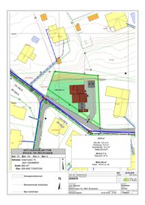 Situasjonskart som viser tomtens plassering i forhold til nabolag, vegnett og eksisterende bygg.