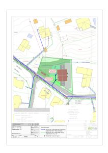 Situasjonsplan som viser tomt, bygninger, vegnett og infrastruktur i området.