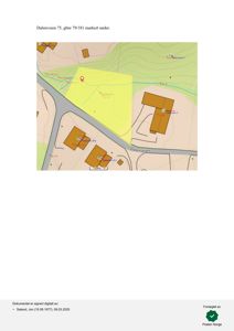 Kart som viser eiendomsplassering med gnr/bnr og veinavn (Dalenveien).