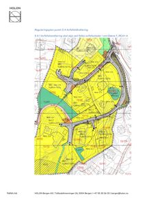 Situasjonsplan som viser etasjeplaner (f.eks. f_LEK1, f_LEK2), terrengkonturer (GHN), brattelandsprosent (BRA) og andre tekniske data for et område.