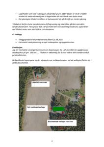 Et flyfoto (satellittbilde) av eiendom med overlagte tegninger som viser plassering av eksisterende og planlagte bygninger.