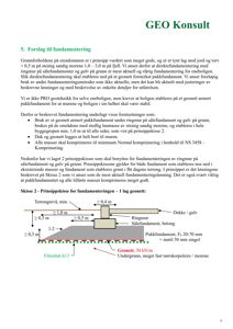 Teknisk tegning som viser et forslag til fundamentering med ringmur på sålefundament og geonett.