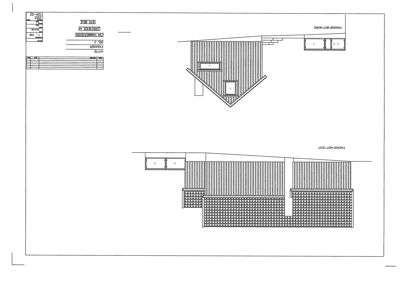 Fasadetegning som viser bygningens utseende sett fra vest (Vest).