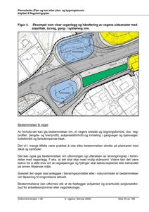 En situasjonsplan som viser vegnett, støytiltak (støyvegg), og beplantning i et bygningsområde.