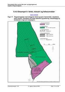 Et eksempel på en reguleringsplan som viser arealbruk og byggeområder for idrett, industri og fellesområder.