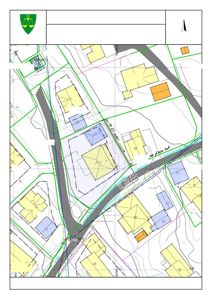 Situasjonskart som viser eiendomsnummer, adresse, dato, målestokk og bygningsplassering i forhold til veier og naboeiendommer.
