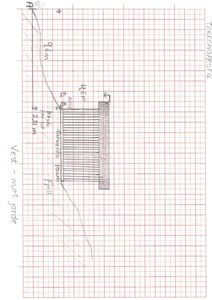 En håndtegnet snittegning (profil) som viser terrengforholdene vestover mot jorda, inkludert høydemål og terrengform.