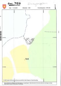 Situasjonsplan for eiendommen Gnr 78/6 i Straumøya, som viser tomtens grenser, nabolag og bygningsplassering.