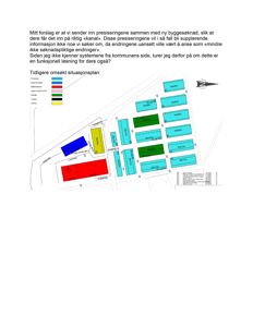 Tidligere omsøkt situasjonsplan som viser tomtens beliggenhet, bygningers plassering og fargekodet bruk (f.eks. boliger, næringsbygg).