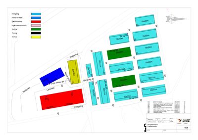 Situasjonsplan som viser plassering av eiendommer (hus) på en tomt, med angitte mål og fordeling av tomteareal.