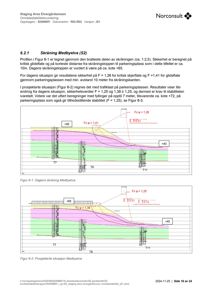 Tegning av et tverrsnitt (profil) som viser skråningens geometri, fyllingsdybde og beregnede sikkerhetsverdier (Fc) for stabilitet.