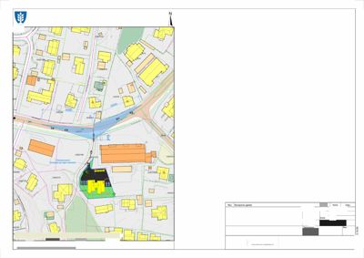 Situasjonsplan som viser bygningenes plassering, vegnett og topografi for Klettåsen 3.