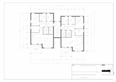 Plantegning av første etasje (1. etg) for et flerboligprosjekt (Klettelsen 3) med romfordeling, dimensjoner og snittreferanser.