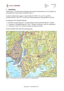 Oversiktskart over Løkken i Larvik kommune med en sort sirkel som markerer et tiltaksområde.