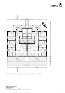 Etasjeplan (1. etasje) som viser romfordeling, dører og vinduer for en bygning.