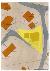 Situasjonsplan som viser tomtens plassering i forhold til nabolag, veier (Elkekollen, Granruten) og høydeforhold (konturlinjer).