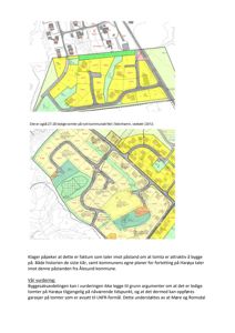 Bildet viser to kart som illustrerer tomteforhold og kommunale planer for fortetting i Steinhamn og Harøya. Det er også inkludert tekst som forklarer konteksten for kartene.