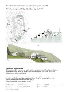 Bildet viser en fasadetekning (opprikk) av et hus sett fra siden, med detaljer om høyder og terrassering.