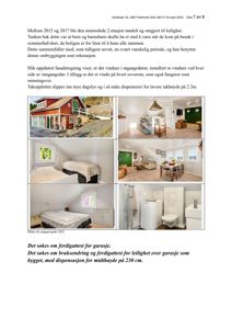 Bildet viser en samling av seks fargemessige fotografier som illustrerer en boliginteriør og fasade. Bildene viser et soverom, et stueområde, et bad og utsiden av en rød bygning.