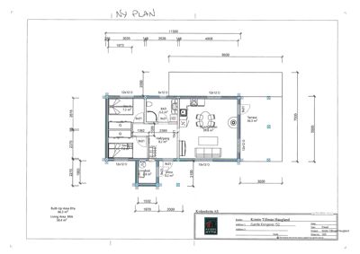 Etasjeplan (Ny Plan) som viser romfordeling, mål og areal for en bolig.
