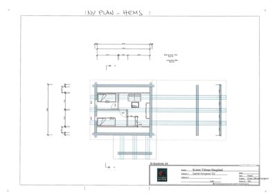 Etasjeplan (NY PLAN - HEMS) som viser romfordeling, dører, vinduer og mål for en bolig.