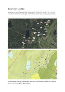 Bildet viser to kart som illustrerer plasseringen av golfbanen (banen) i et geografisk område. Det øverste bildet er et flyfoto med markører, mens det nederste er et topografisk kart med banens ruter og områder.