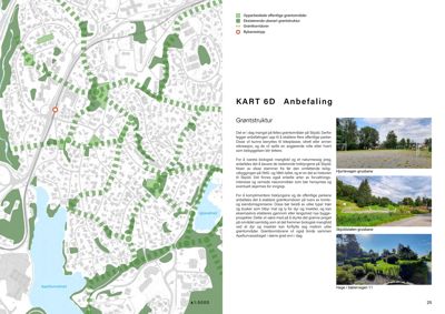 Kart over Skjold med fokus på grøntstruktur, inkludert oversikt over eksisterende og ubrukte arealer, samt anbefalinger for opparbeidelse av parker og grøntkorridorer.