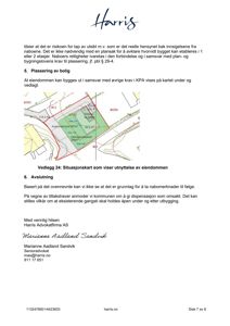 Situasjonsplan som viser utnyttelse av eiendommen, med angivelse av arealer og grenser.