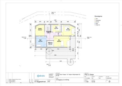 Etasjeplan (Plan 2. Etasje) som viser romfordeling, arealer og dimensjoner for en bolig.