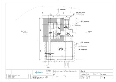 Etasjeplan (Plan U1) som viser romfordeling, arealer og dimensjoner for en bolig.